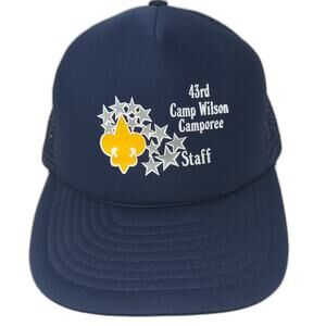 Sportcap Blue Trucker Hat OS Snapback 43rd Camp Wilson Camporee Staff Mesh Star